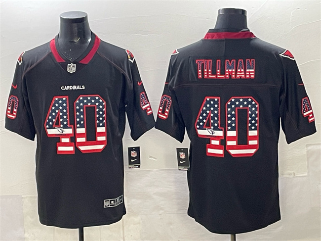 Men's Arizona Cardinals #40 Pat Tillman Black 2018 USA Flag Fashion Color Rush Stitched Football Jersey